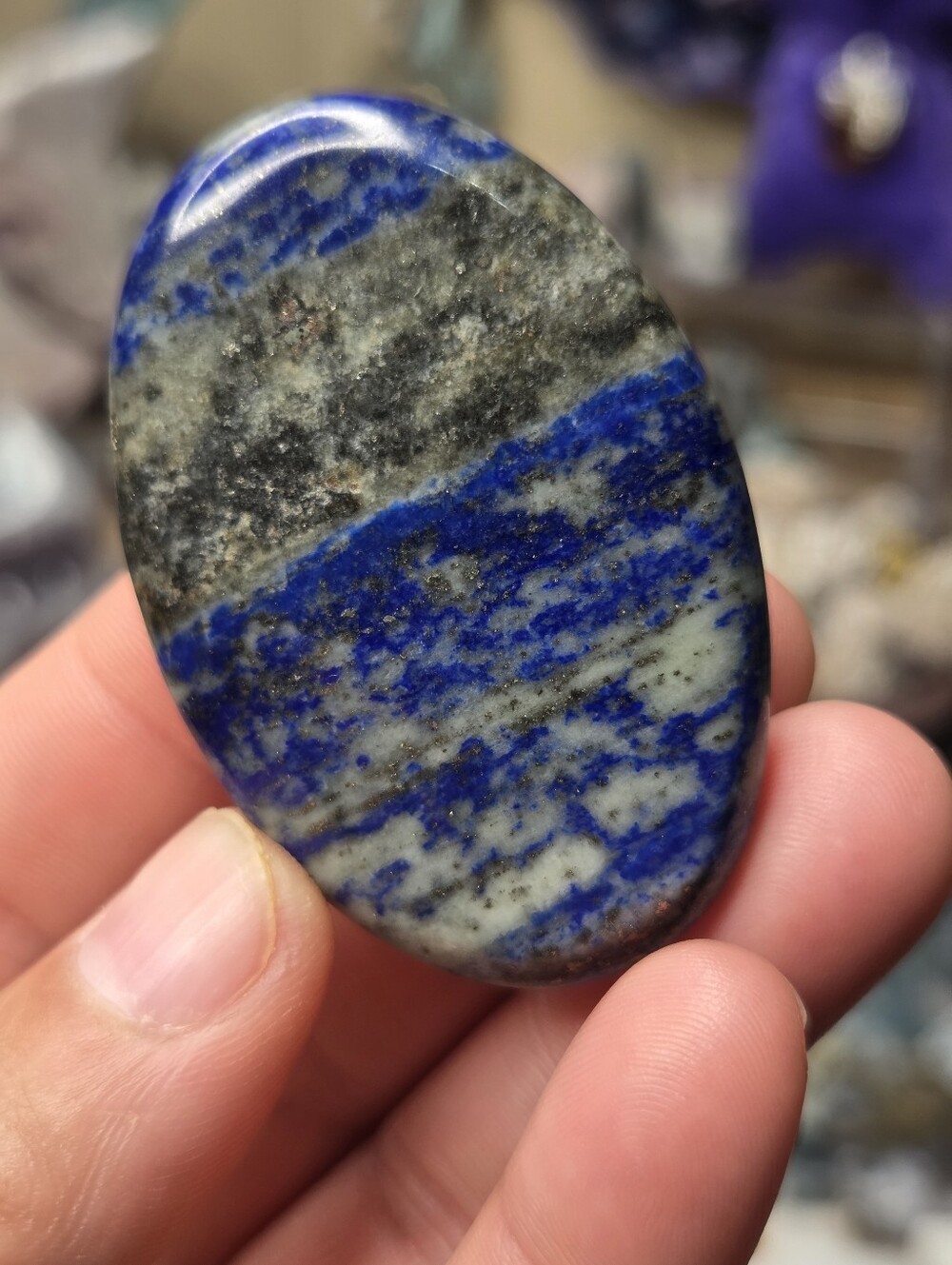 Lapis Lazuli With Pyrite Palmstone 2.5 In( Communication) C